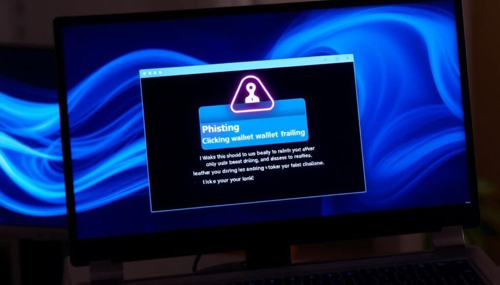 Crypto Security, an ominous phishing email representing the dangers of unsafe link interactions.